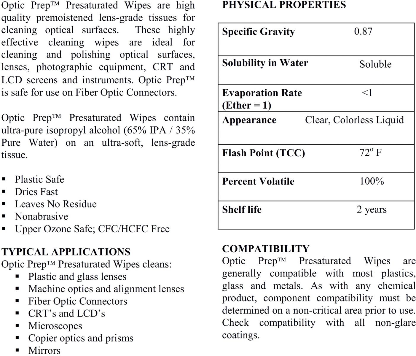 מטליות לניקוי מוצרים אופטיים CHEMTRONICS CP410